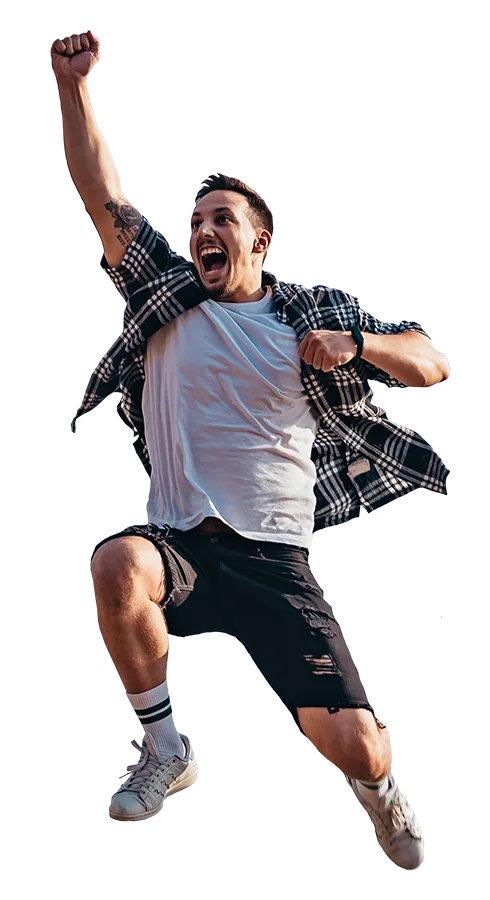 Person leaping with joy